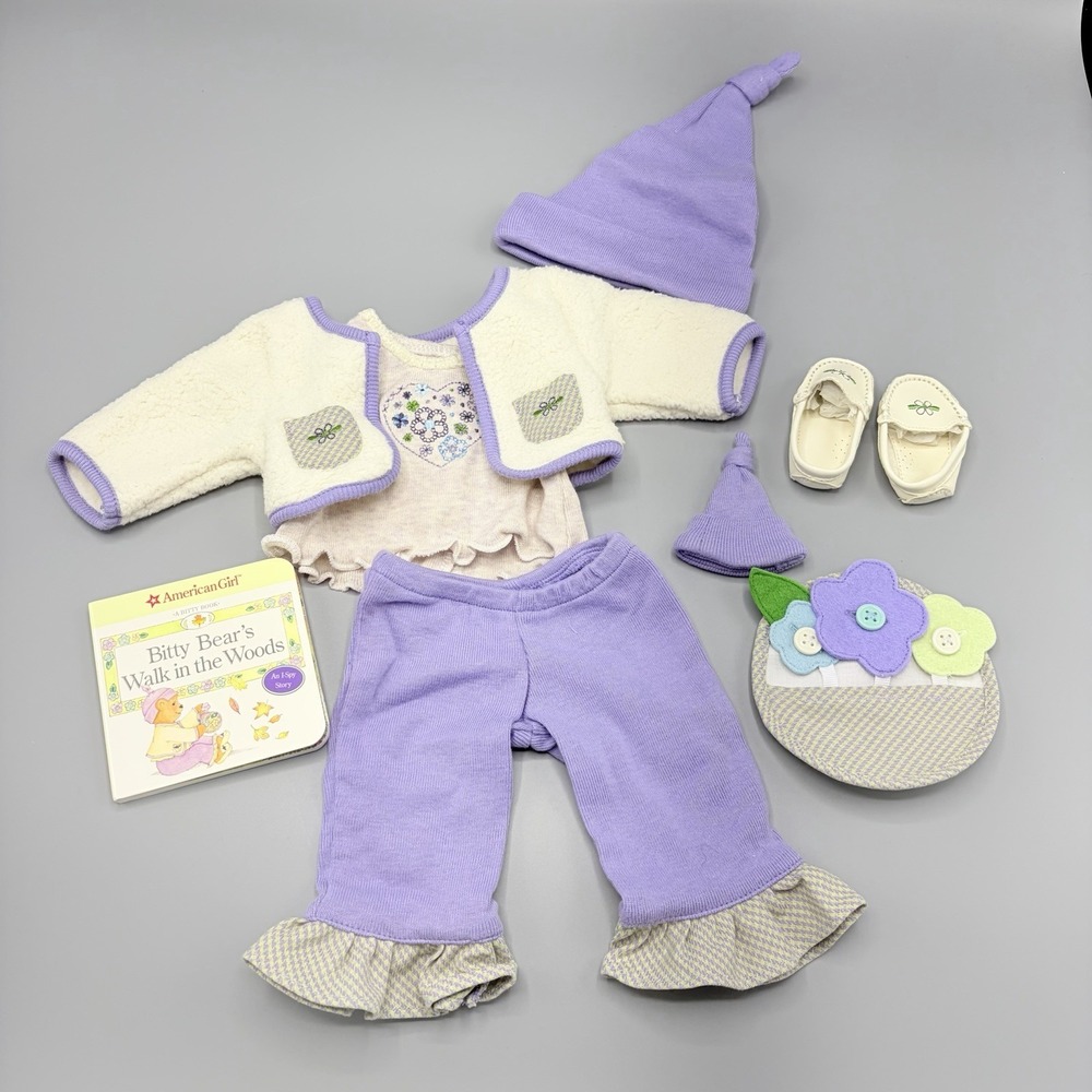 Vintage American Girl Doll Bitty Baby Cozy Cardigan Set Excellent Complete